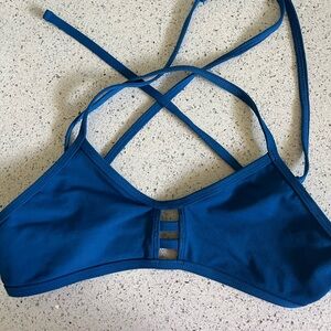 Large, blue, Jolyn tom cat bikini top